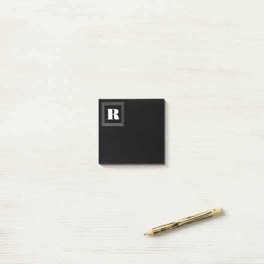 3 Lijst Monogram | Zwart-wit Post-it® Notes (Op bureau)