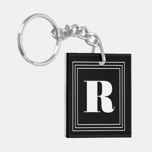 3 Lijst Monogram | Zwart-wit Sleutelhanger (Voorkant Links)