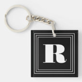 3 Lijst Monogram | Zwart-wit Sleutelhanger (Voorkant)