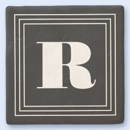 3 Lijst Monogram | Zwart-wit Stenen Onderzetter