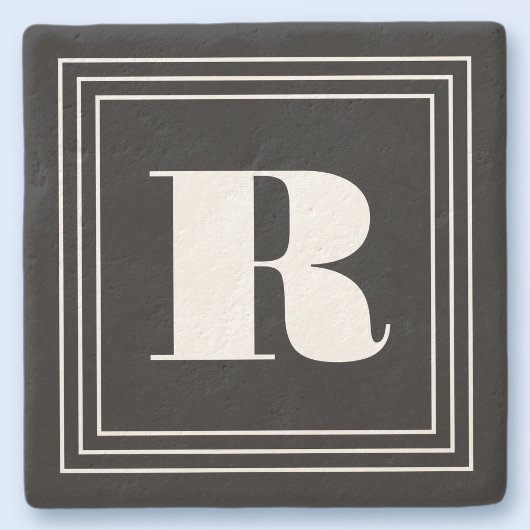 3 Lijst Monogram | Zwart-wit Stenen Onderzetter