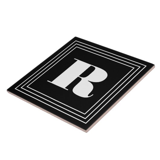 3 Lijst Monogram | Zwart-wit Tegeltje (Zijkant)