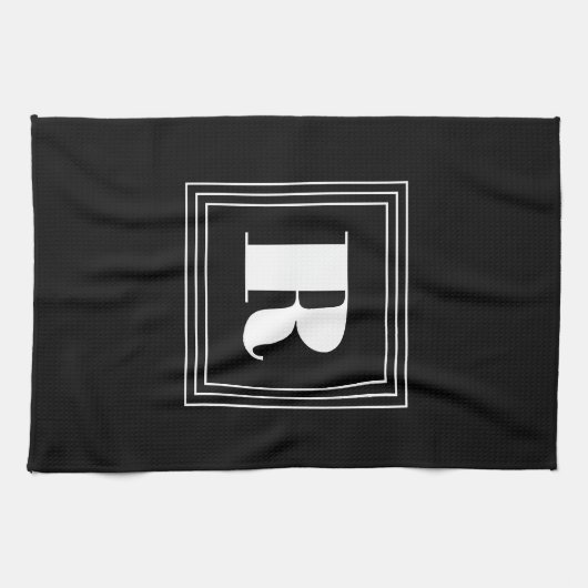 3 Lijst Monogram | Zwart-wit Theedoek (Horizontaal)