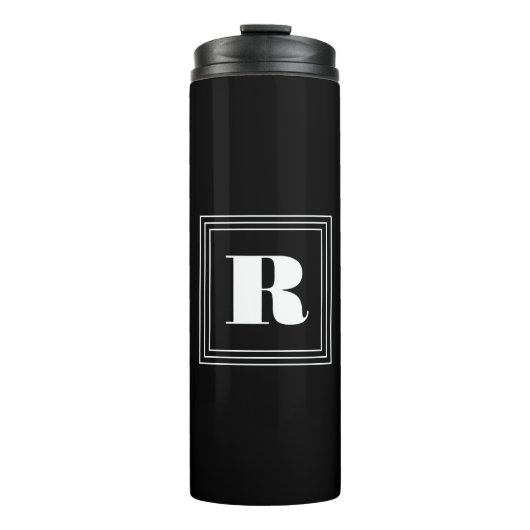 3 Lijst Monogram | Zwart-wit Thermosbeker (Voorkant)