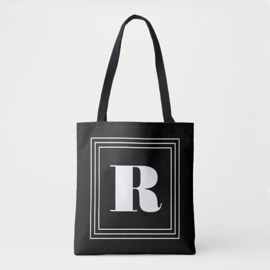 3 Lijst Monogram | Zwart-wit Tote Bag (Voorkant)