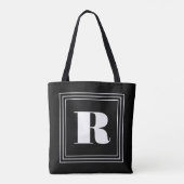 3 Lijst Monogram | Zwart-wit Tote Bag (Achterkant)