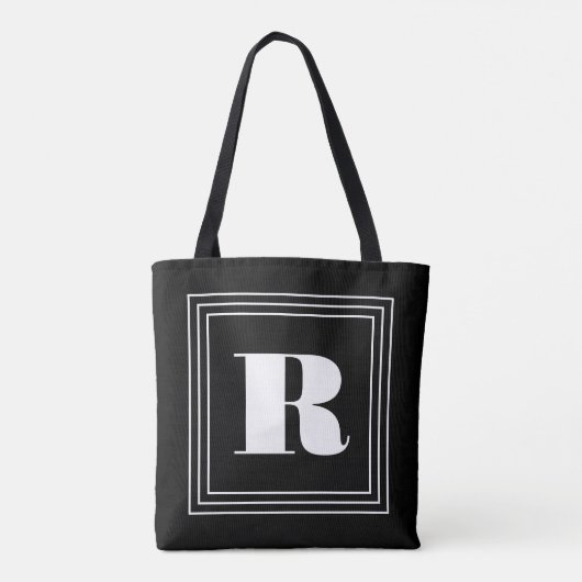 3 Lijst Monogram | Zwart-wit Tote Bag (Achterkant)