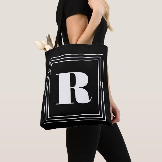 3 Lijst Monogram | Zwart-wit Tote Bag (Dichtbij)