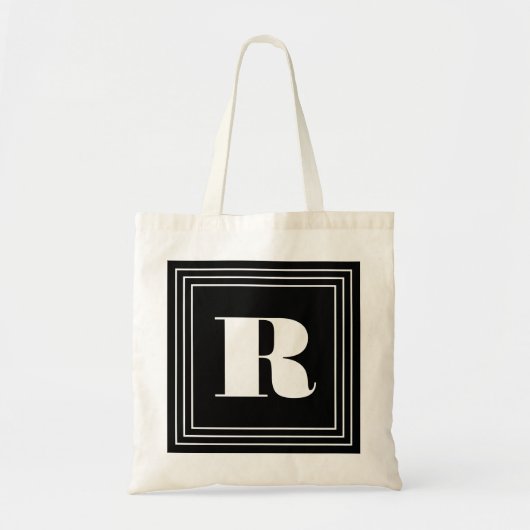3 Lijst Monogram | Zwart-wit Tote Bag (Voorkant)