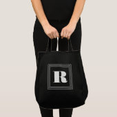 3 Lijst Monogram | Zwart-wit Tote Bag (Voorkant (product))