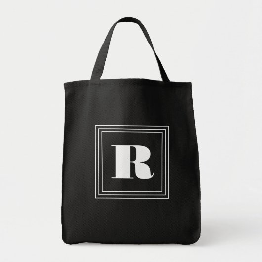 3 Lijst Monogram | Zwart-wit Tote Bag (Voorkant)