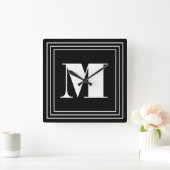 3 Lijst Monogram | Zwart-wit Vierkante Klok (Huis)
