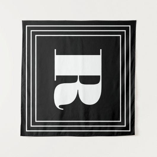 3 Lijst Monogram | Zwart-wit Wandkleed (Voorkant (horizontaal))