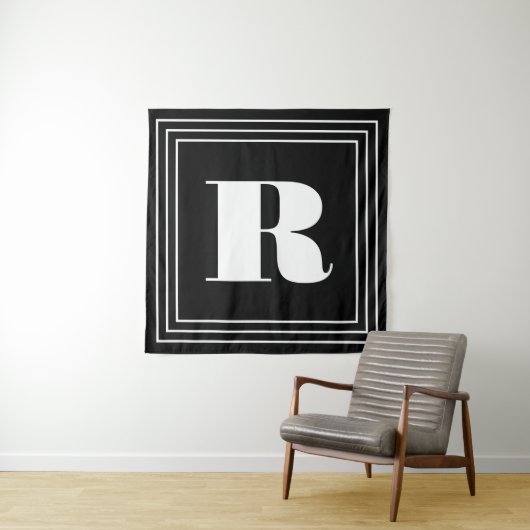 3 Lijst Monogram | Zwart-wit Wandkleed (In situ)