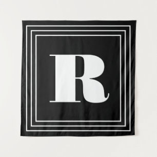 3 Lijst Monogram Zwart-wit Wandkleed