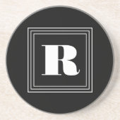 3 Lijst Monogram | Zwart-wit Zandsteen Onderzetter (Voorkant)