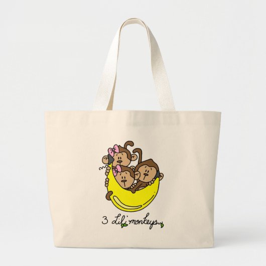 3 Li'l Monkeys Tshirts en Gifts Grote Tote Bag (Voorkant)