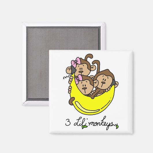 3 Li'l Monkeys Tshirts en Gifts Magneet (Voorkant / Achterkant)