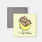 3 Li'l Monkeys Tshirts en Gifts Magneet (Voorkant / Achterkant)