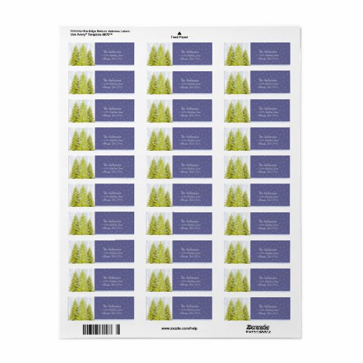 3 Limoen kerstbomen Retouradres Etiket (Full Sheet)