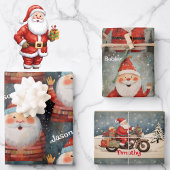 3 Little Boys Voeg namen toe Santa Claus Christmas Inpakpapier Vel