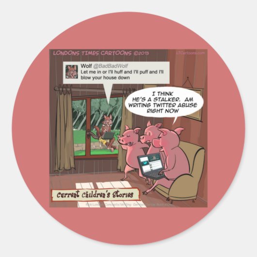 3 Little Social Media Savvy Pigs Ronde Sticker (Voorkant)