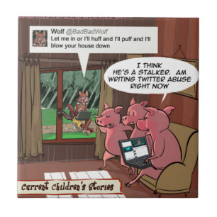 3 Little Social Media Savvy Pigs Tegeltje