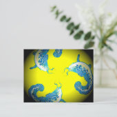 3 Lucky Blue Fish Briefkaart (Staand voorkant)