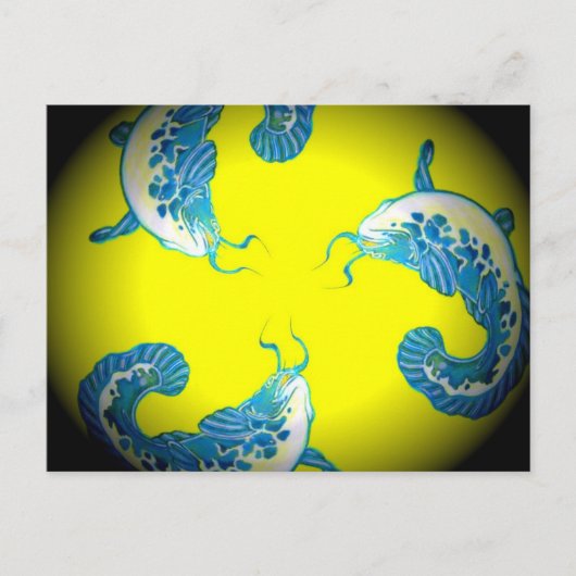 3 Lucky Blue Fish Briefkaart (Voorkant)