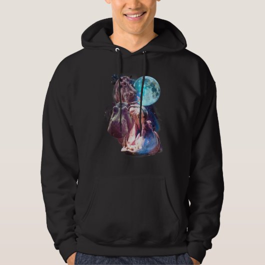 3 Maan Hippo Grappig Hippopotamus Grafische Dieren Hoodie (Voorkant)