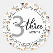 3 maanden Mijlvormige Baby en ballonnen Ronde Sticker (Voorkant)