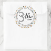 3 maanden Mijlvormige Baby en ballonnen Ronde Sticker (Tas)