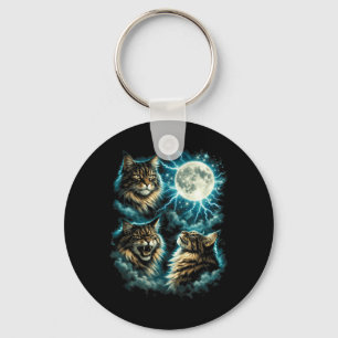 3 Maine Coon Maan Huilende Kat Hoofd Grappige Graf Sleutelhanger