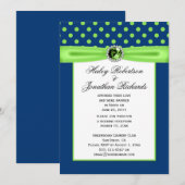 #3 Marine Blauw en Lime Groene Polka Dots Trouwen Kaart (Voorkant / Achterkant)