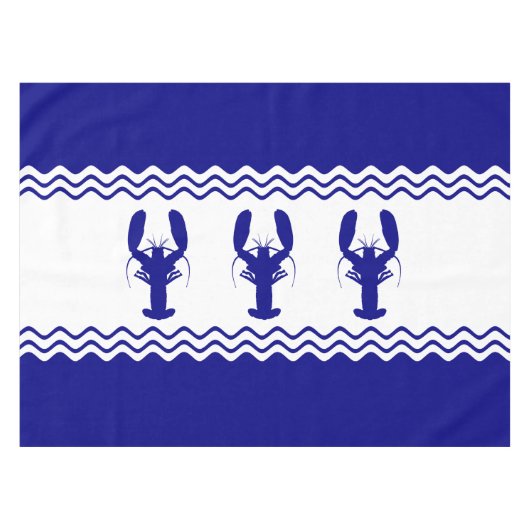 3 marineblauw en witte deklagen aan de kust tafelkleed (Voorkant (Horizontaal))