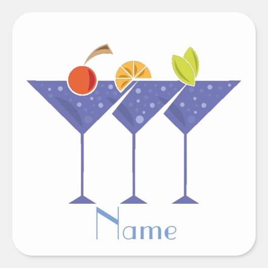 3 Martini Cocktails Thunder_Cove Vierkante Sticker (Voorkant)