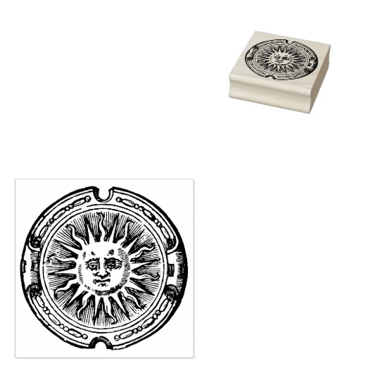3 maten rubber stempel antiek zon symbool (Gestempeld)