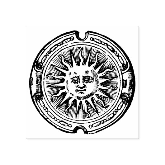 3 maten rubber stempel antiek zon symbool (Afrduk)