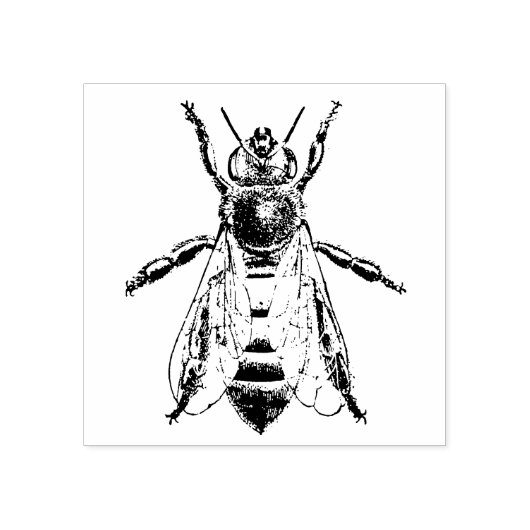 3 maten rubber stempel met retro afbeelding Bee (Afrduk)