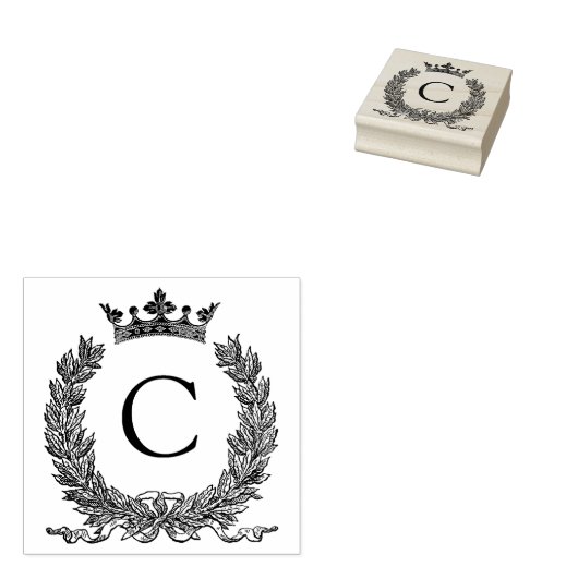 3 maten rubber stempel Monogram Initiaal Letter C (Gestempeld)