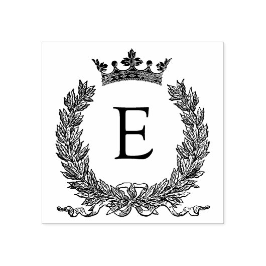 3 maten rubber stempel Monogram Initiaal Letter E (Afrduk)