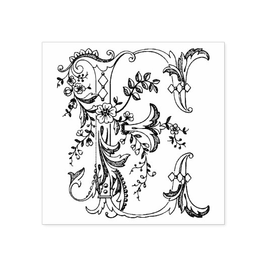 3 maten rubber stempel Monogram Initiaal Letter E (Afrduk)