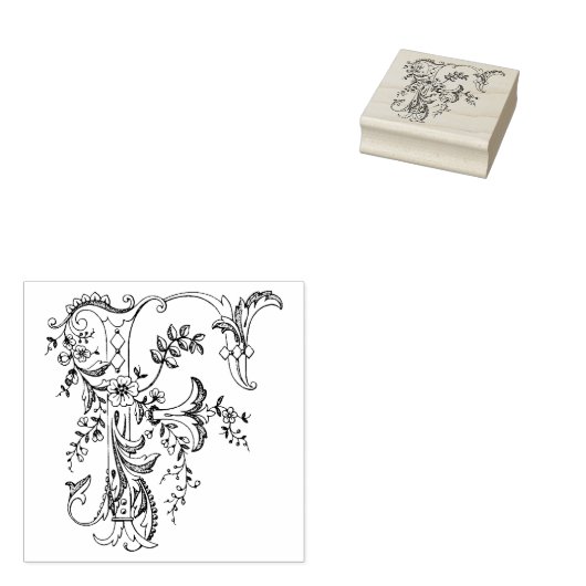 3 maten rubber stempel Monogram Initiaal Letter F (Gestempeld)