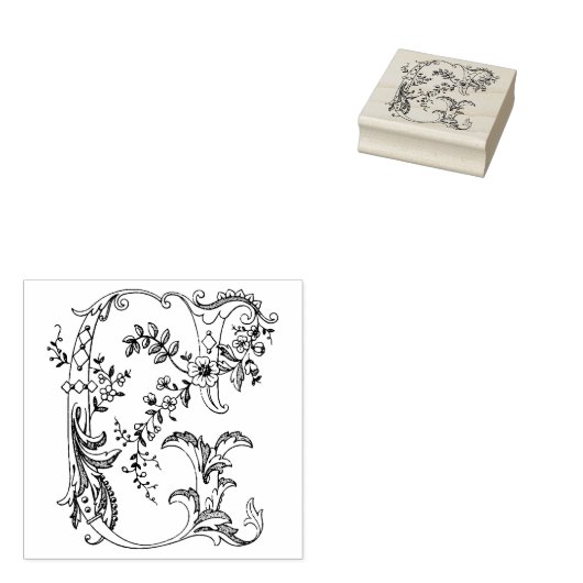 3 maten rubber stempel Monogram Initiaal Letter G (Gestempeld)