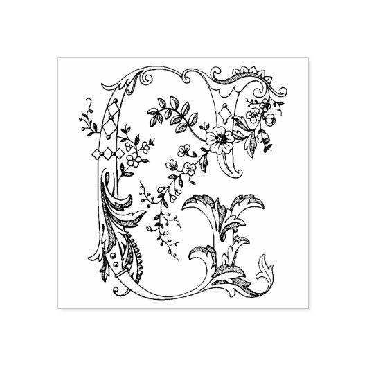 3 maten rubber stempel Monogram Initiaal Letter G (Afrduk)