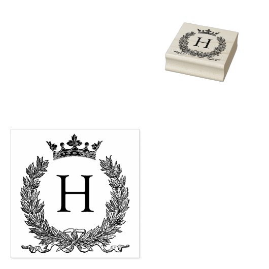3 maten rubber stempel Monogram Initiaal Letter H (Gestempeld)