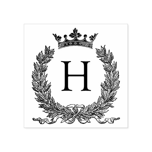 3 maten rubber stempel Monogram Initiaal Letter H (Afrduk)