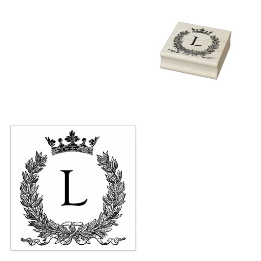 3 maten rubber stempel Monogram Initiaal Letter L (Gestempeld)