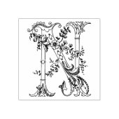 3 maten rubber stempel Monogram Initiaal Letter N (Afrduk)