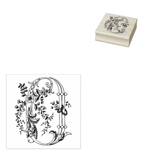 3 maten rubber stempel Monogram Initiaal Letter O (Gestempeld)